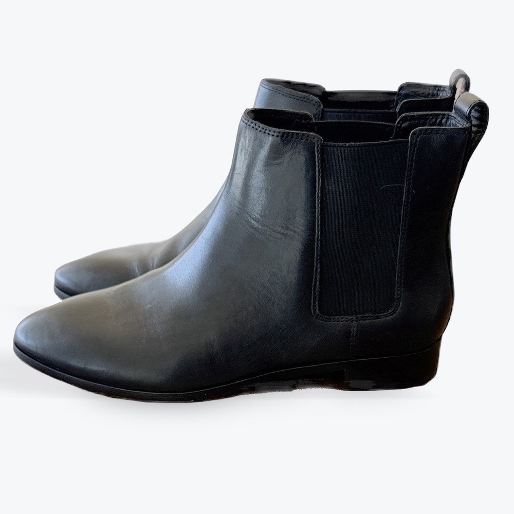 J. Crew Black Leather Chelsea Boots Women's Size 6 Elastic Side Ankle